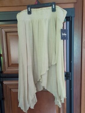 by & by taupe skirt with crochet waist